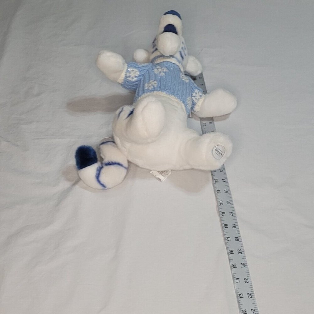 DISNEY STORE Exclusive TIGGER IN BLUE SWEATER WHITE 14" PLUSH Has Tags - Picture 7 of 8
